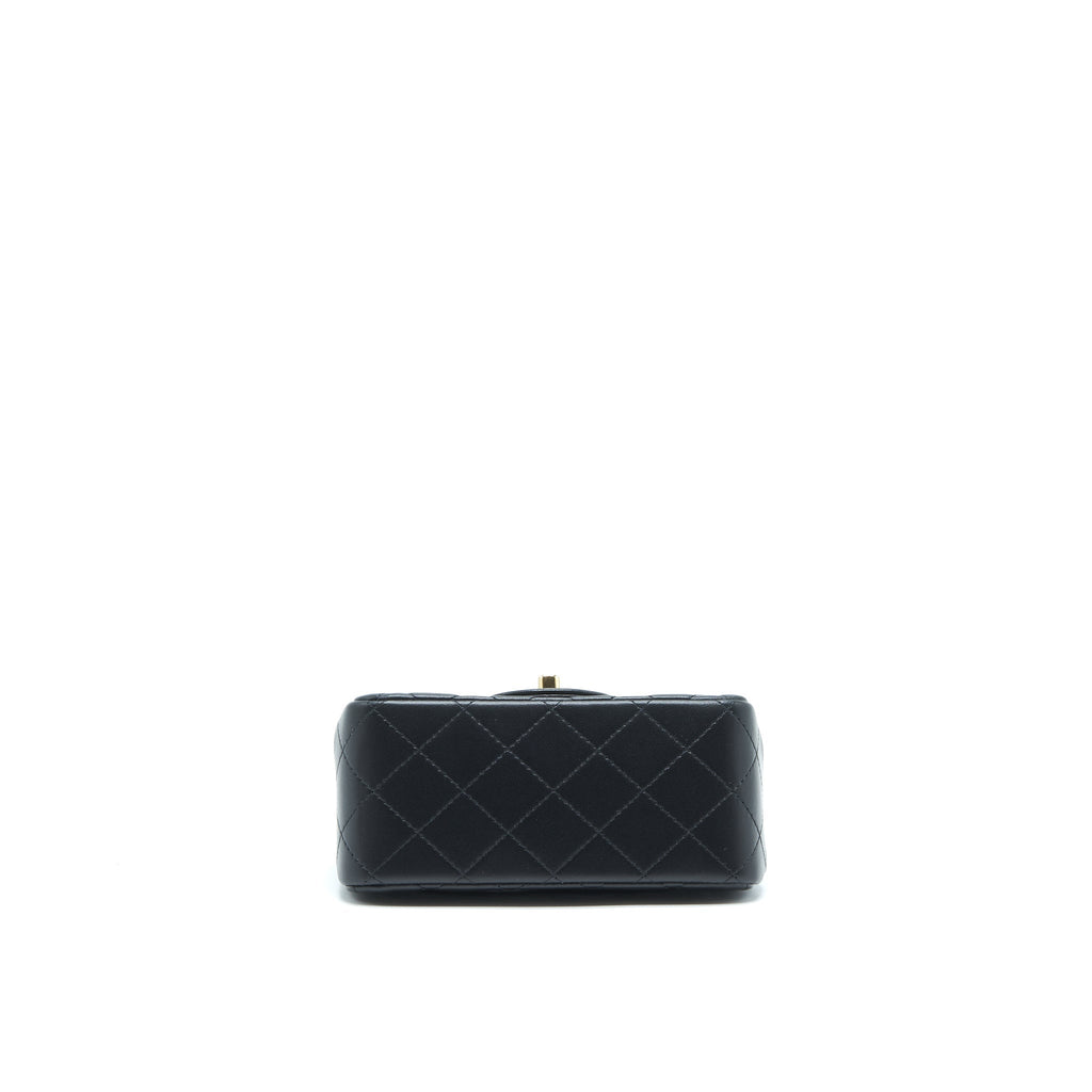 CHANEL MINI SQUARE FLAP BAG LAMBSKIN BLACK LGHW (MICROCHIP)