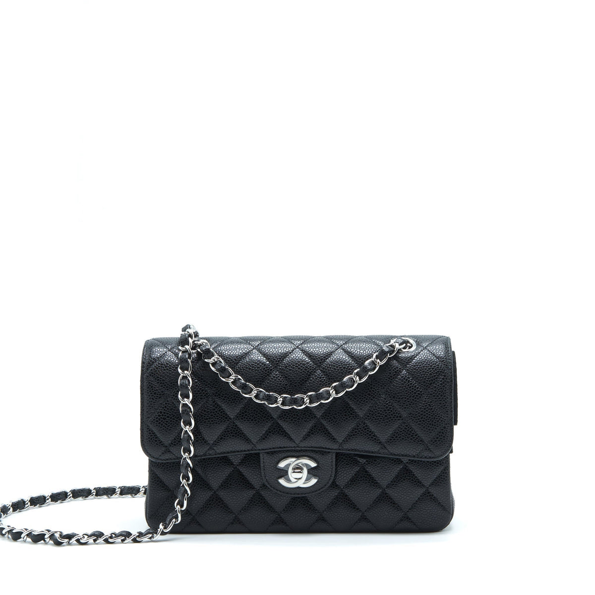 CHANEL SMALL CLASSIC FLAP BAG CAVIAR BLACK SHW(MICROCHIP)