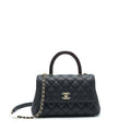 CHANEL SMALL COCO HANDLE CAVIAR BLACK LGHW WITH RED EMBOSSED HANDLE
