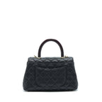 CHANEL SMALL COCO HANDLE CAVIAR BLACK LGHW WITH RED EMBOSSED HANDLE
