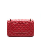 CHANEL CLASSIC JUMBO DOUBLE FLAP BAG LAMBSKIN RED LGHW