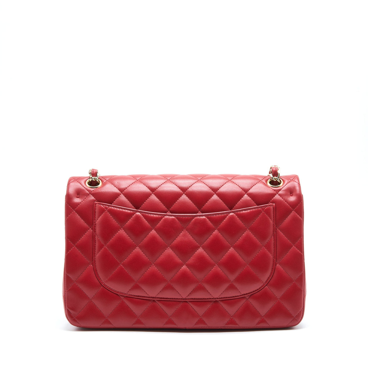 CHANEL CLASSIC JUMBO DOUBLE FLAP BAG LAMBSKIN RED LGHW