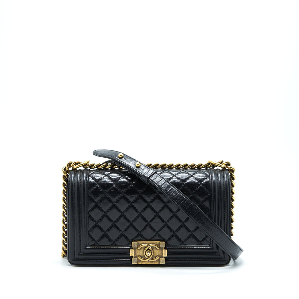 CHANEL MEDIUM BOY BAG CALFSKIN BLACK GHW