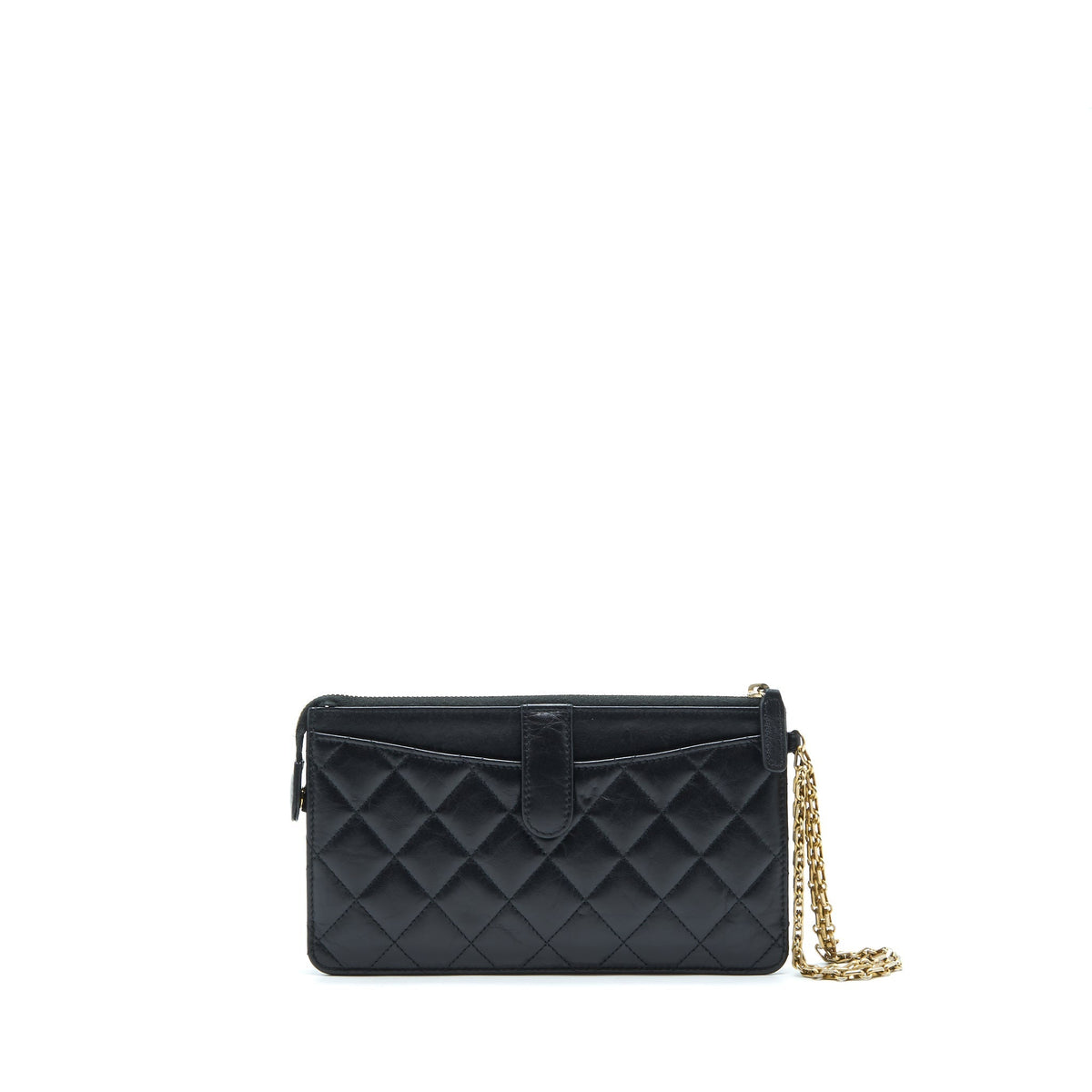 CHANEL REISSUE ZIPPY POUCH QUILTED CALFSKIN BLACK RUTHENIUM GHW