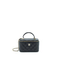 CHANEL 22A TOP HANDLE LONG VANITY WITH CHAIN LAMBSKIN BLACK LGHW