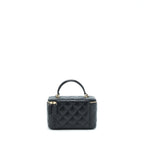 CHANEL 22A TOP HANDLE LONG VANITY WITH CHAIN LAMBSKIN BLACK LGHW