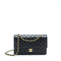 CHANEL MEDIUM CLASSIC DOUBLE FLAP BAG CAVIAR BLACK GHW (MICROCHIP)