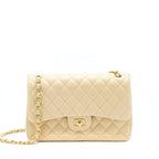 CHANEL JUMBO CLASSIC DOUBLE FLAP BAG LAMBSKIN BEIGE LGHW