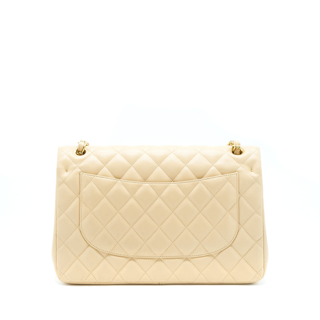 CHANEL JUMBO CLASSIC DOUBLE FLAP BAG LAMBSKIN BEIGE LGHW