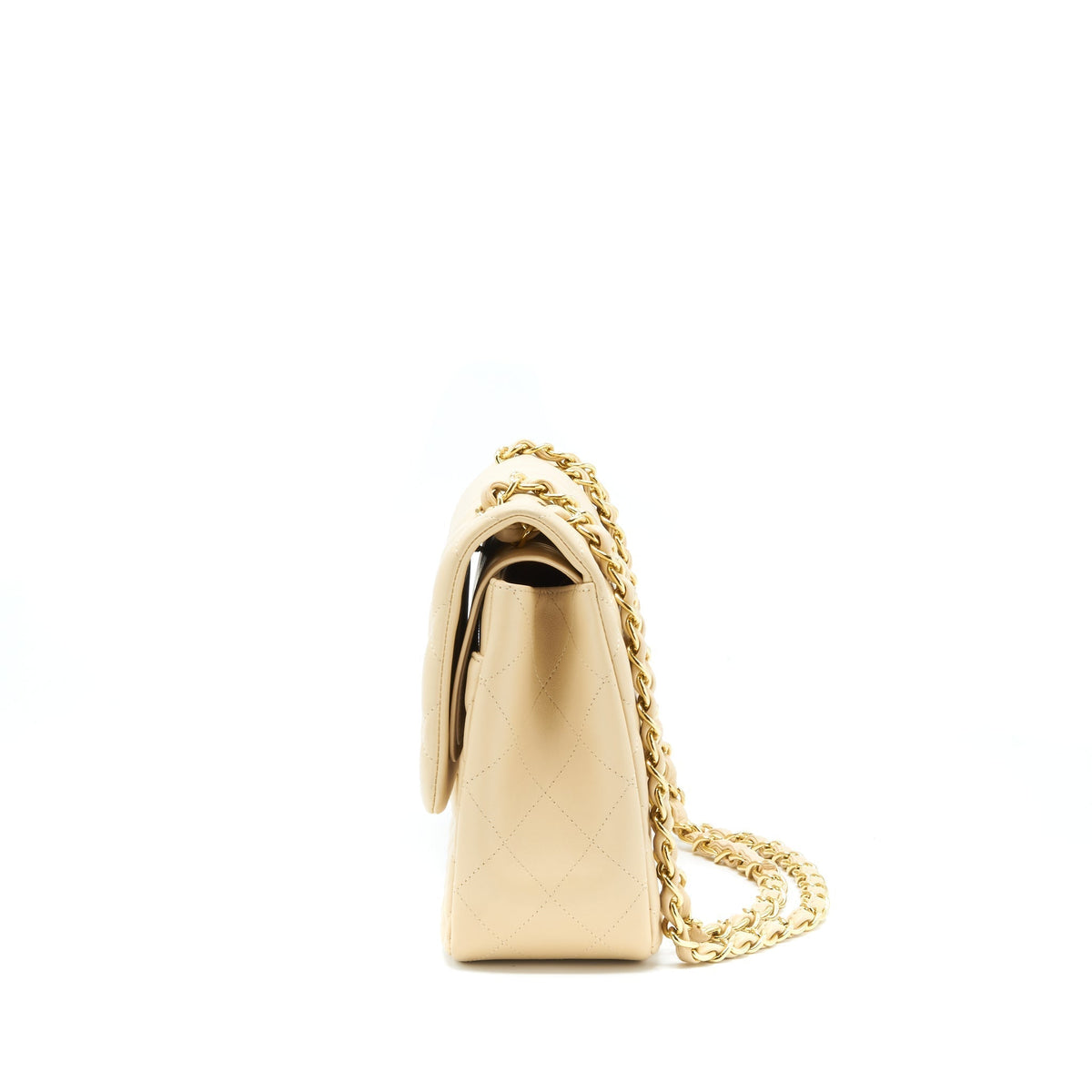 CHANEL JUMBO CLASSIC DOUBLE FLAP BAG LAMBSKIN BEIGE LGHW