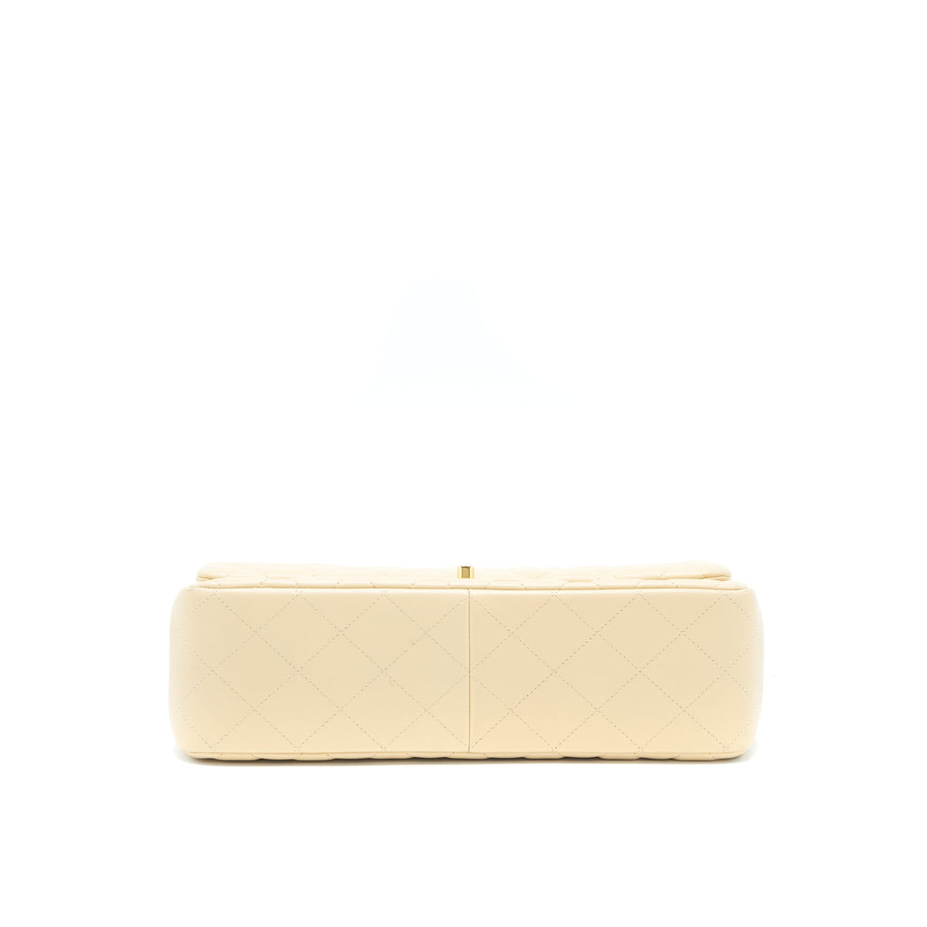 CHANEL JUMBO CLASSIC DOUBLE FLAP BAG LAMBSKIN BEIGE LGHW