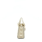 DIOR MINI LADY DIOR SUPPLE GRAINED CALFSKIN METALLIC GOLD LGHW