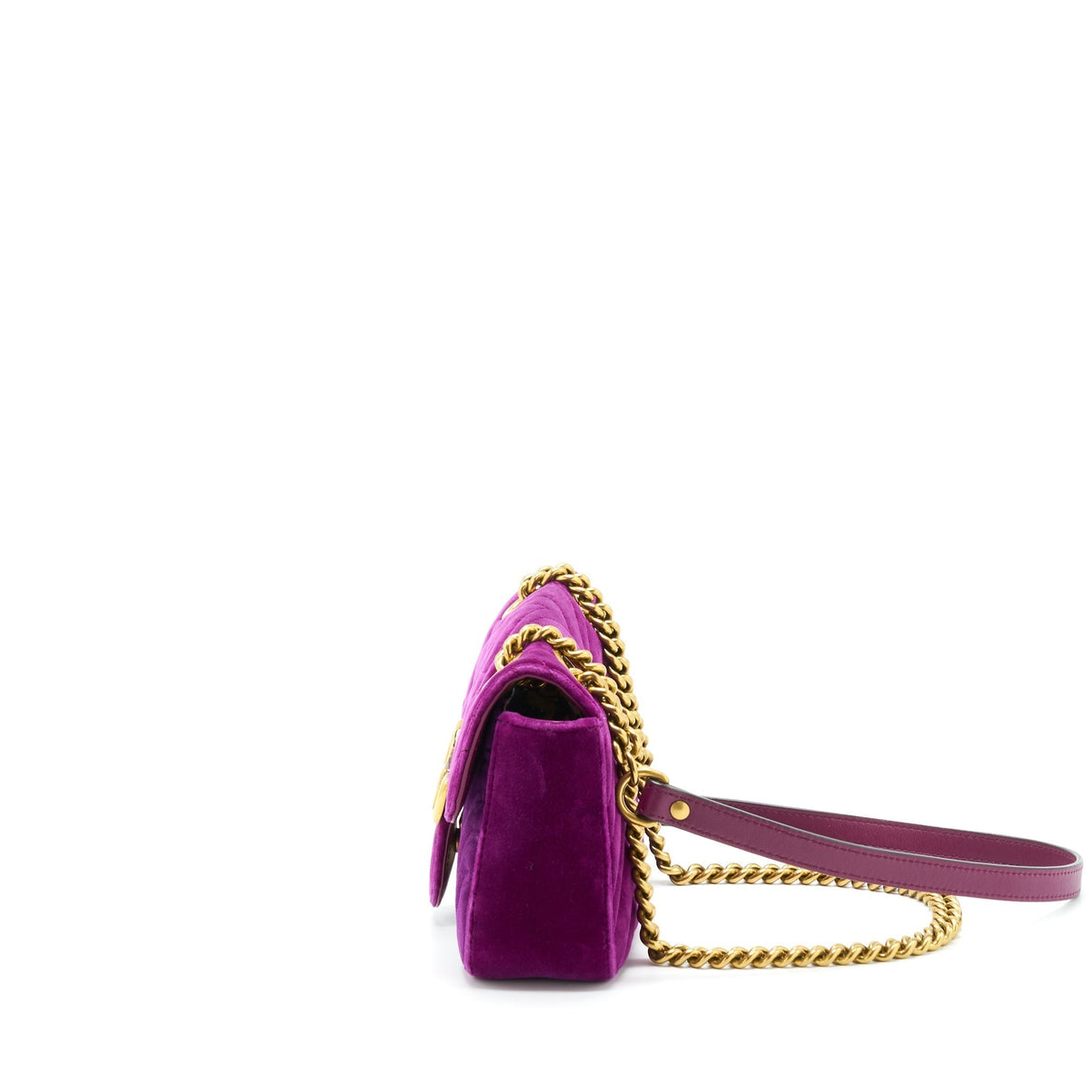 GUCCI MINI MARMONT BAG VELVET PURPLE GHW