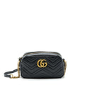GUCCI GG MARMONT MATELASSE SHOULDER BAG BLACK GHW