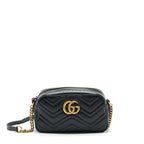 GUCCI GG MARMONT MATELASSE SHOULDER BAG BLACK GHW