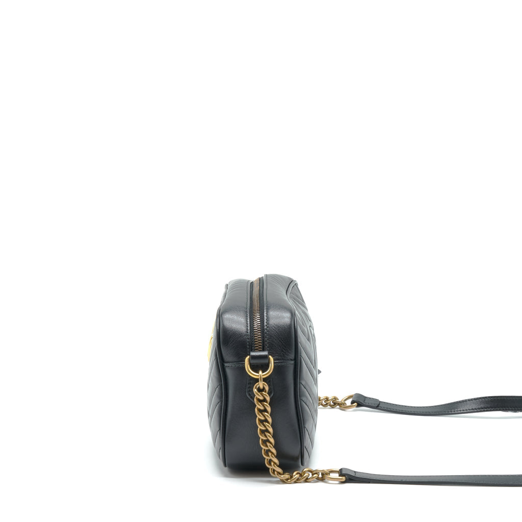 GUCCI GG MARMONT MATELASSE SHOULDER BAG BLACK GHW