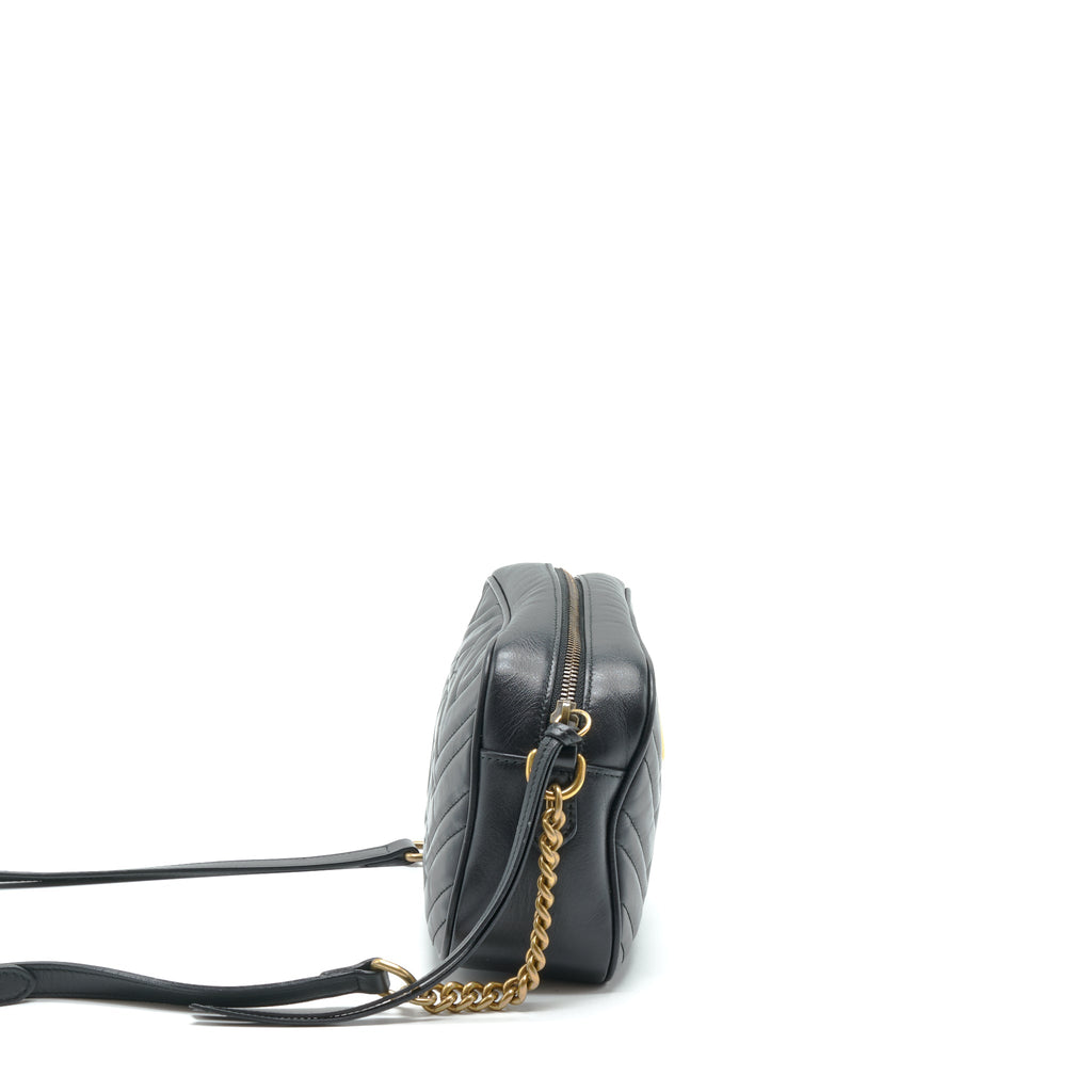 GUCCI GG MARMONT MATELASSE SHOULDER BAG BLACK GHW