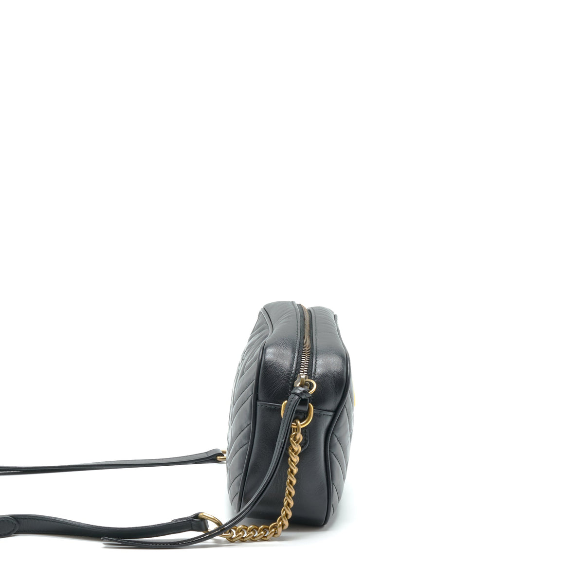 GUCCI GG MARMONT MATELASSE SHOULDER BAG BLACK GHW