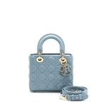 DIOR SMALL LADY DIOR LAMBSKIN CLOUD BLUE M81B LIGHT GOLD AND ENAMEL HARDWARE