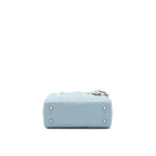 DIOR SMALL LADY DIOR LAMBSKIN CLOUD BLUE M81B LIGHT GOLD AND ENAMEL HARDWARE