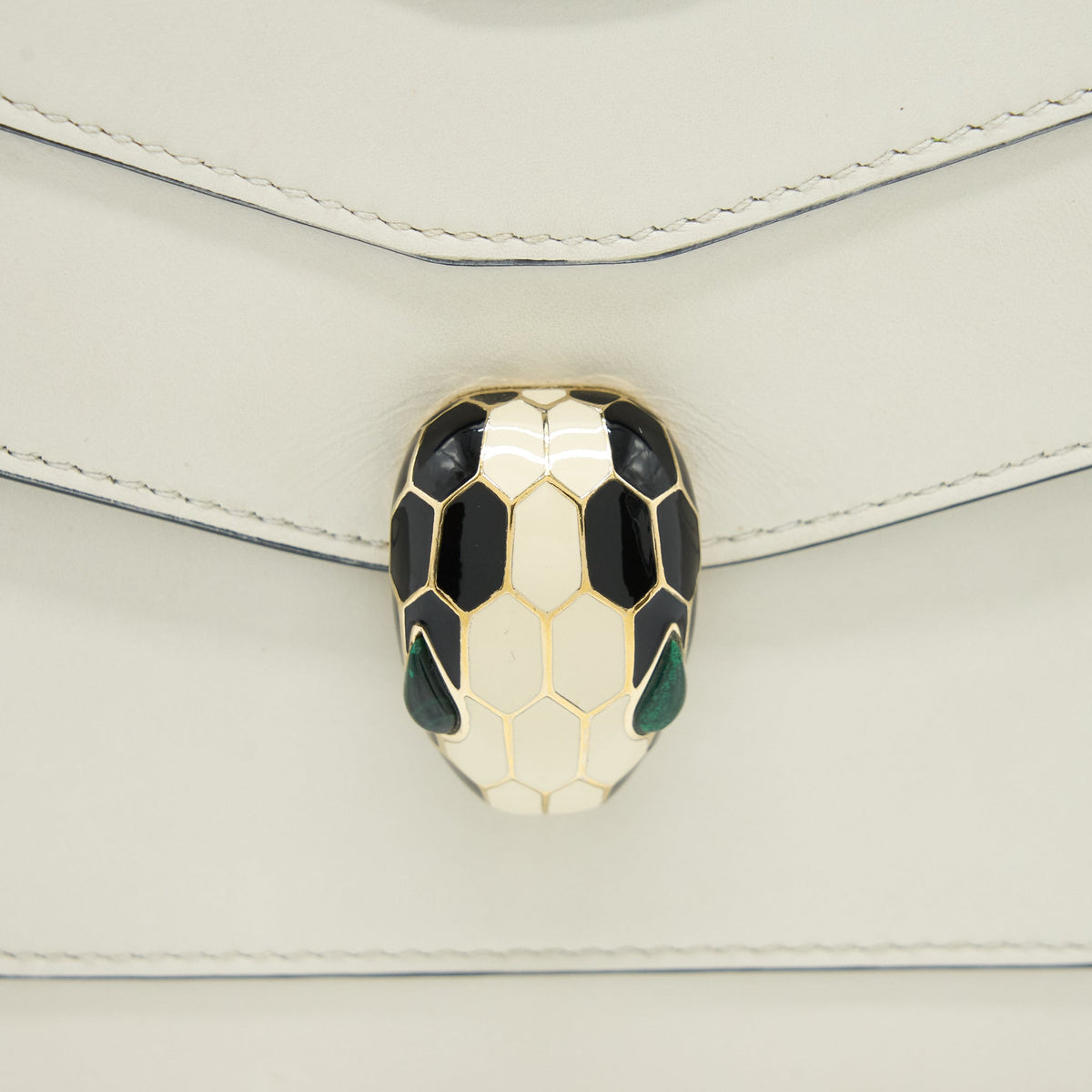 BVLGARI TOP HANDLE SERPENTI BAG WHITE