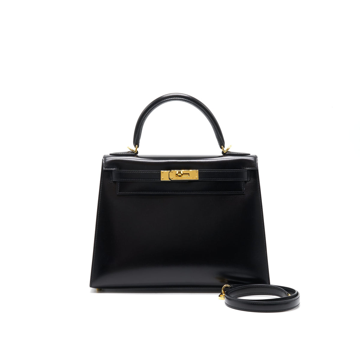 Hermes Kelly 28 Box Leather Black GHW