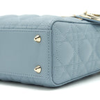 DIOR SMALL LADY DIOR LAMBSKIN CLOUD BLUE M81B LIGHT GOLD AND ENAMEL HARDWARE