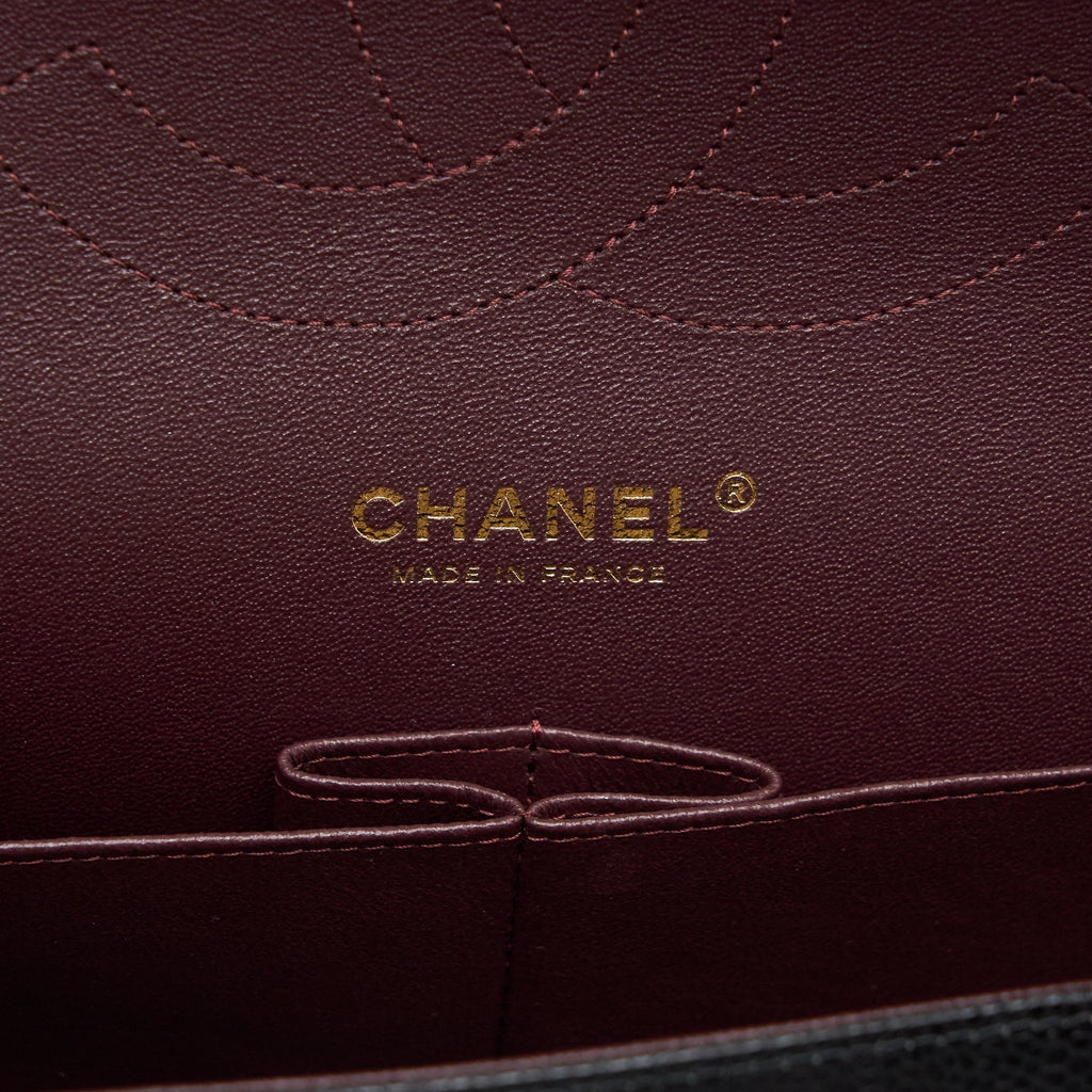 CHANEL JUMBO CLASSIC DOUBLE FLAP BAG CAVIAR BLACK GHW (MICROCHIP)