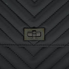 CHANEL 2.55 SQUARE WALLET ON CHAIN CHEVRON CALFSKIN SO BLACK