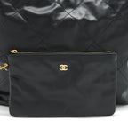 CHANEL 22 HANDBAG SHINY CALFSKIN BLACK GHW (MICROCHIP)