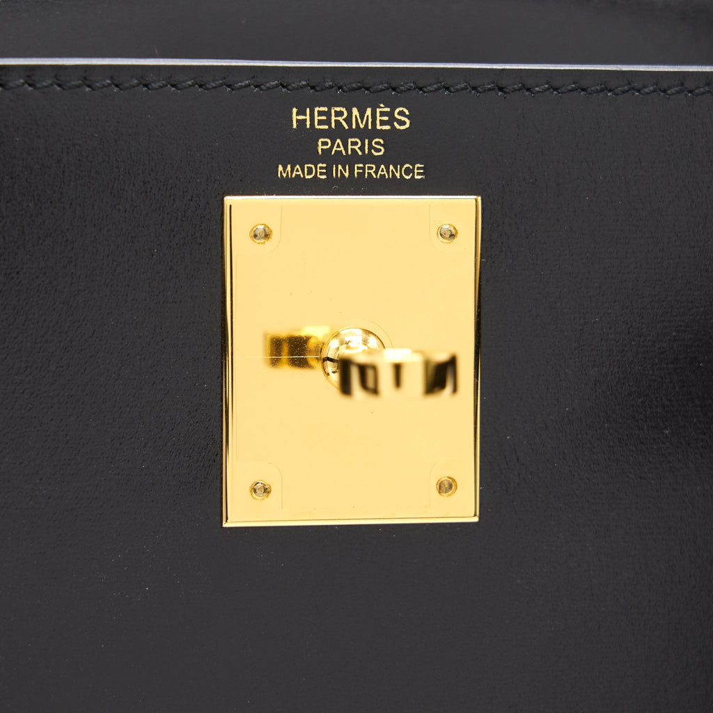 Hermes Kelly 28 Box Leather Black GHW