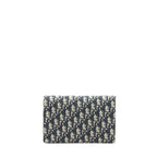 DIOR SADDLE POUCH WITH CHAIN BLUE DIOR OBLIQUE JACQUARD GHW