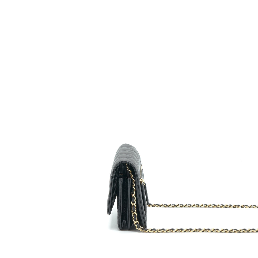 CHANEL MINI WALLET ON CHAIN CAVIAR BLACK LGHW