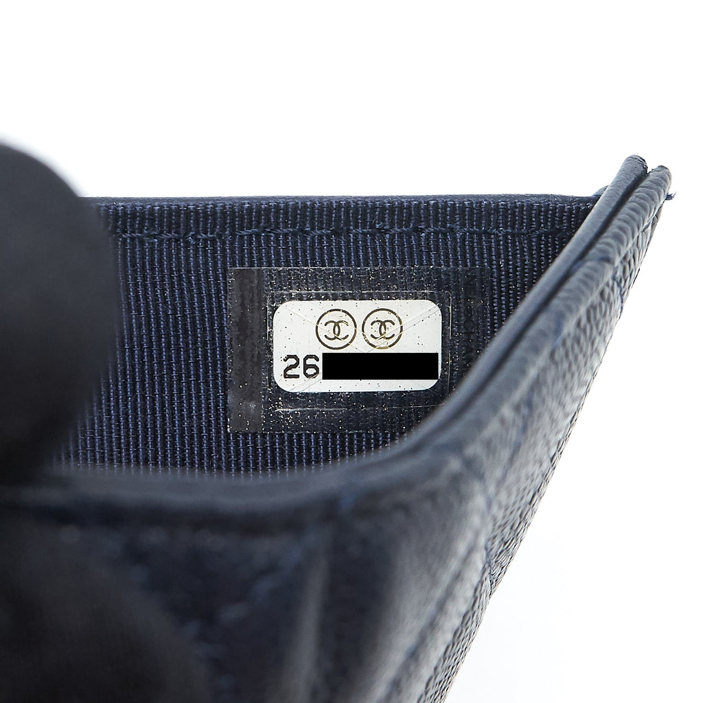 CHANEL SMALL COMPACT WALLET CAVIAR LEATHER INDIGO SHW