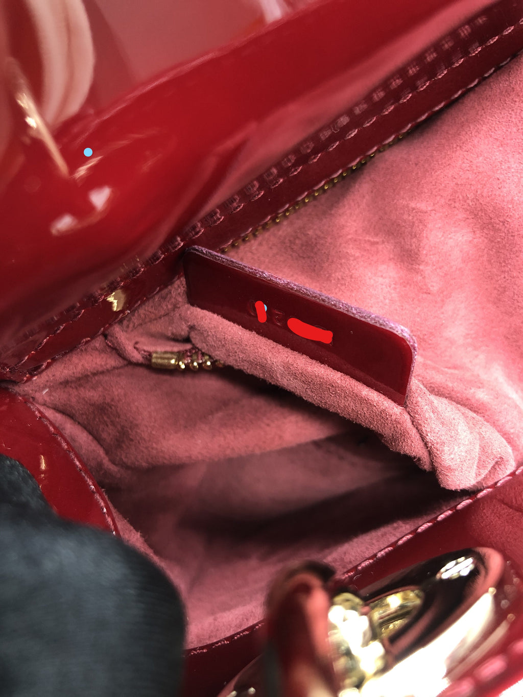 DIOR MINI LADY DIOR PATENT LEATHER RED