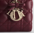 DIOR SMALL LADY D-JOY BAG CANNAGE LAMBSKIN HERMITAGE RED CANNAGE LGHW