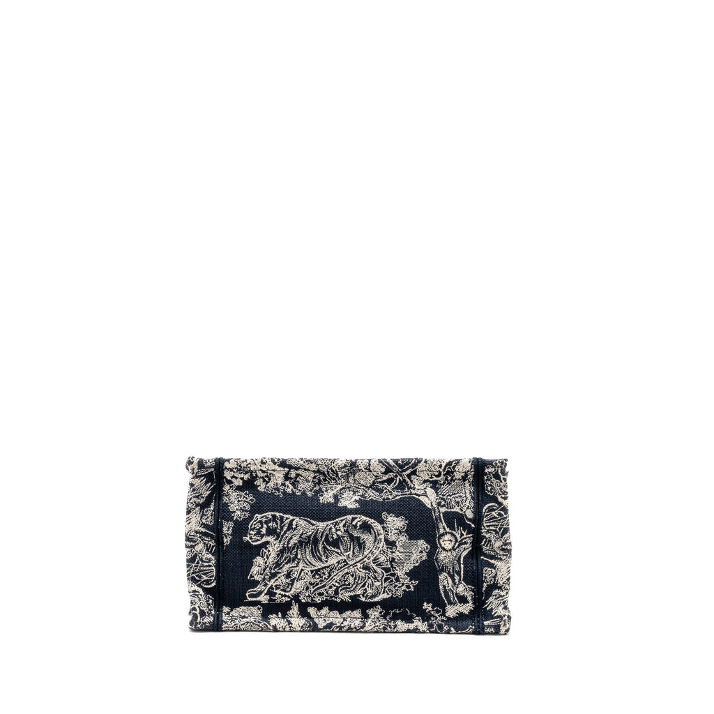 DIOR SMALL BOOK TOTE BLUE/WHITE TOILE DE JOUY REVERSE EMBROIDERY