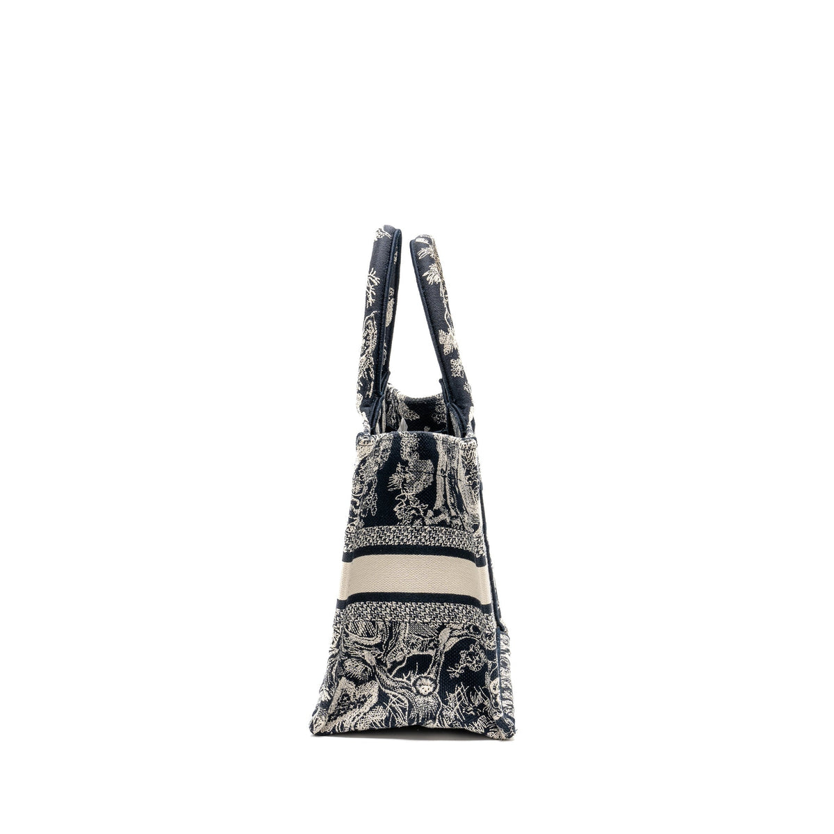 DIOR SMALL BOOK TOTE BLUE/WHITE TOILE DE JOUY REVERSE EMBROIDERY