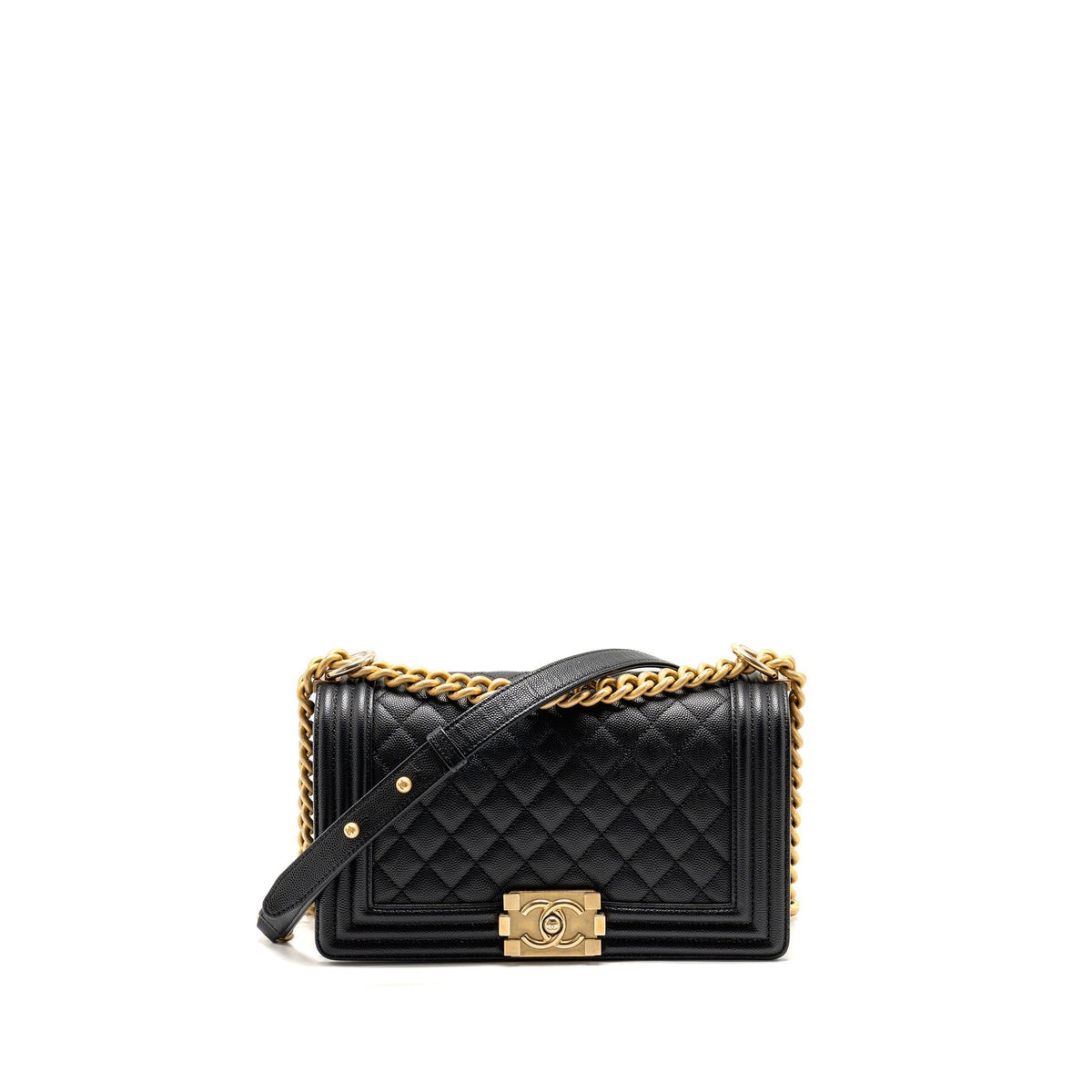 CHANEL MEDIUM BOY BAG CAVIAR BLACK GHW