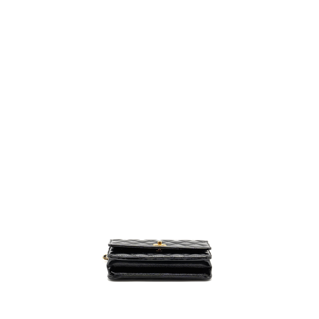 CHANEL 24A WALLET ON CHAIN SHINY CALFSKIN BLACK GHW (MICROCHIP)