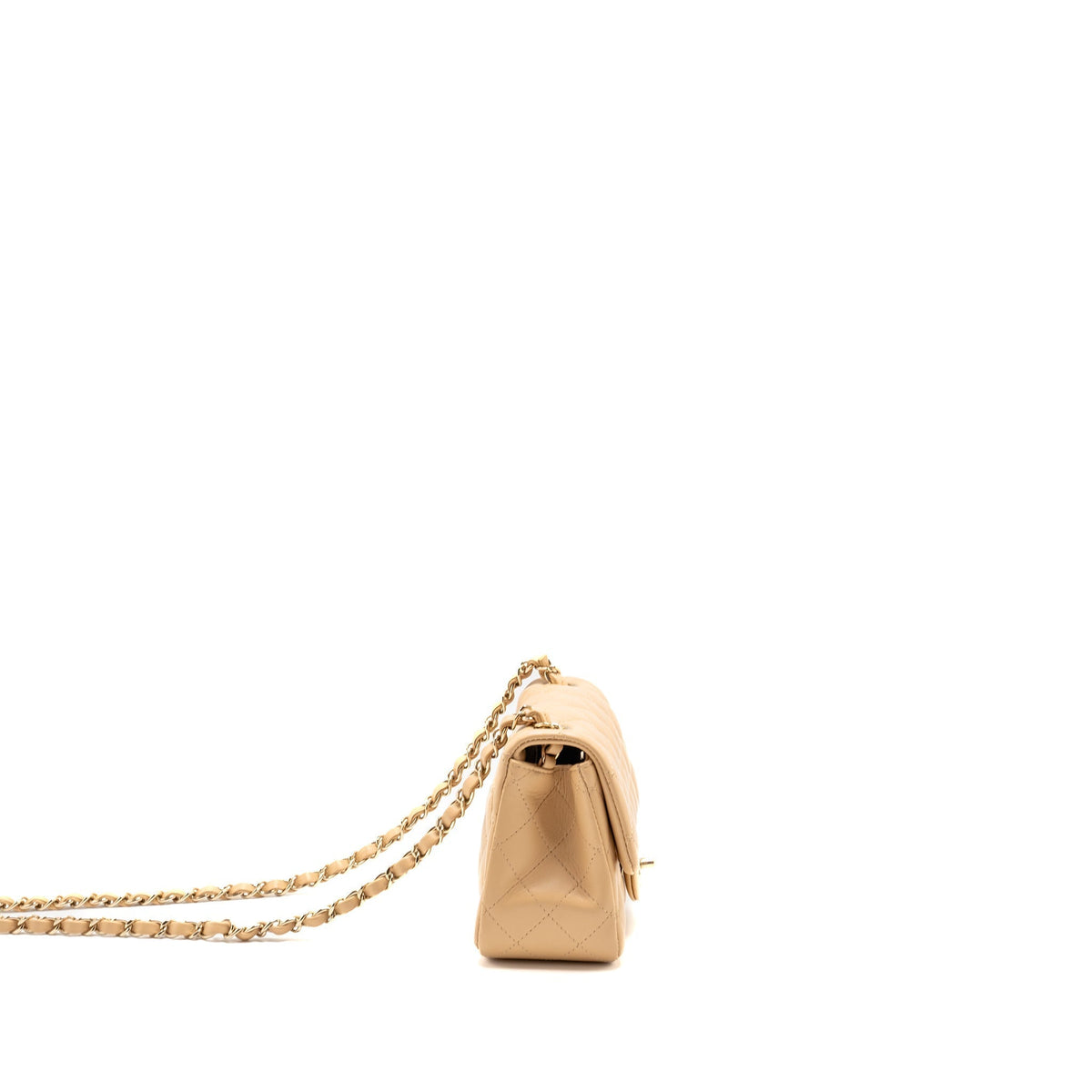 CHANEL MINI SQUARE FLAP BAG LAMBSKIN BEIGE LGHW (MICROCHIP)
