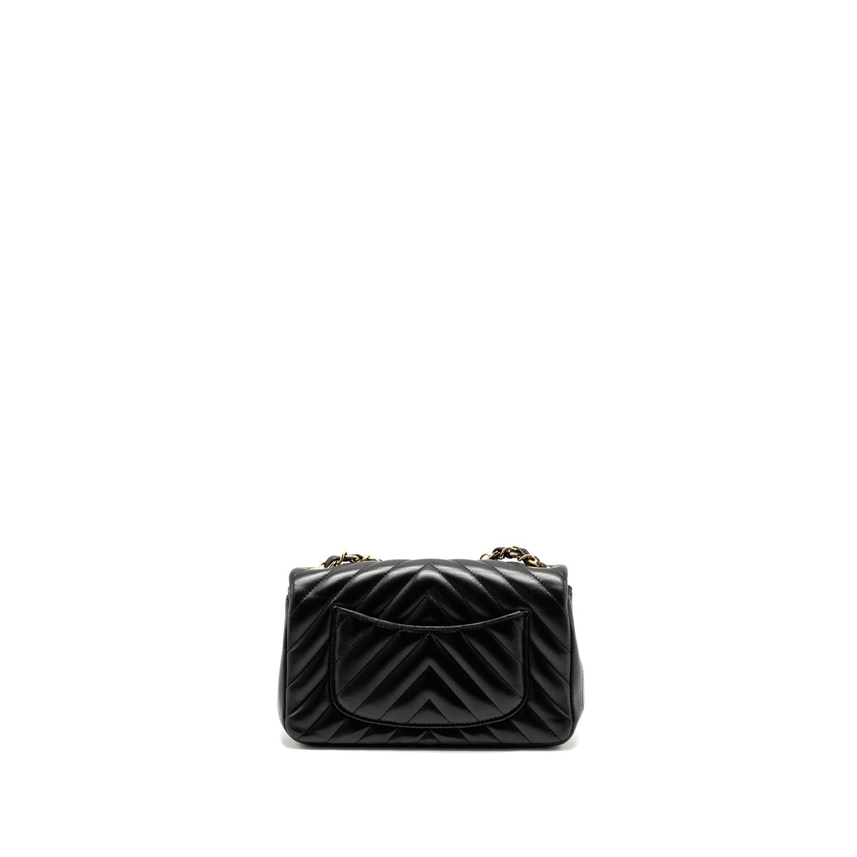 CHANEL MINI RECTANGULAR FLAP BAG CHEVRON LAMBSKIN BLACK LGHW