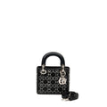 DIOR MINI LADY DIOR SATIN WITH CRYSTAL BLACK SHW