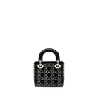 DIOR MINI LADY DIOR SATIN WITH CRYSTAL BLACK SHW