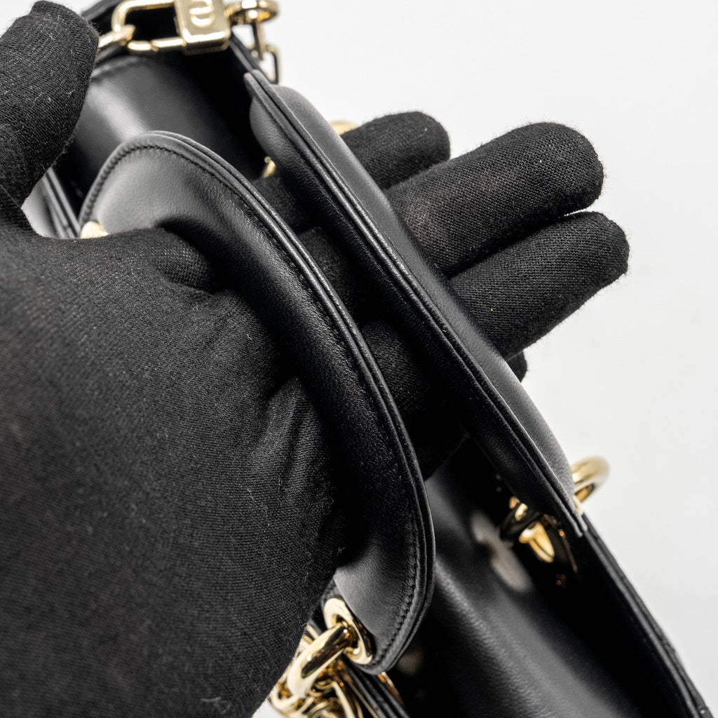 DIOR LADY D-JOY SMALL  BAG LAMBSKIN BLACK LGHW