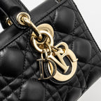 DIOR LADY D-JOY SMALL  BAG LAMBSKIN BLACK LGHW
