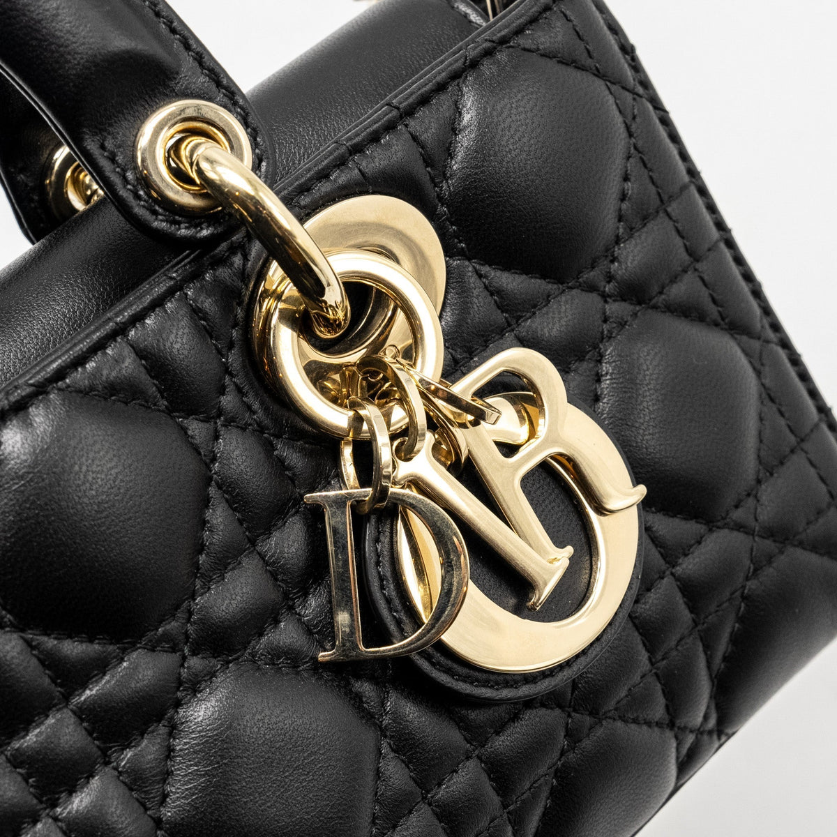 DIOR LADY D-JOY SMALL  BAG LAMBSKIN BLACK LGHW