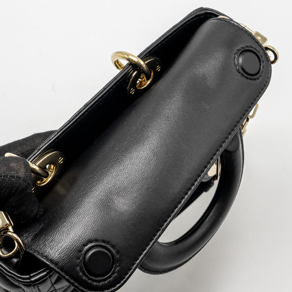 DIOR LADY D-JOY SMALL  BAG LAMBSKIN BLACK LGHW