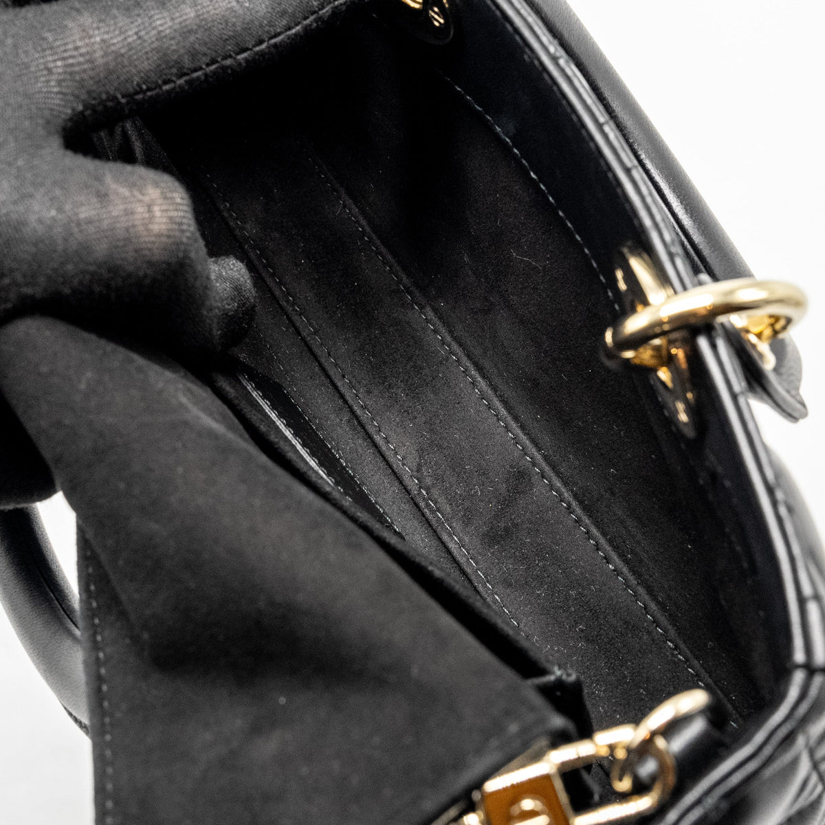 DIOR LADY D-JOY SMALL  BAG LAMBSKIN BLACK LGHW