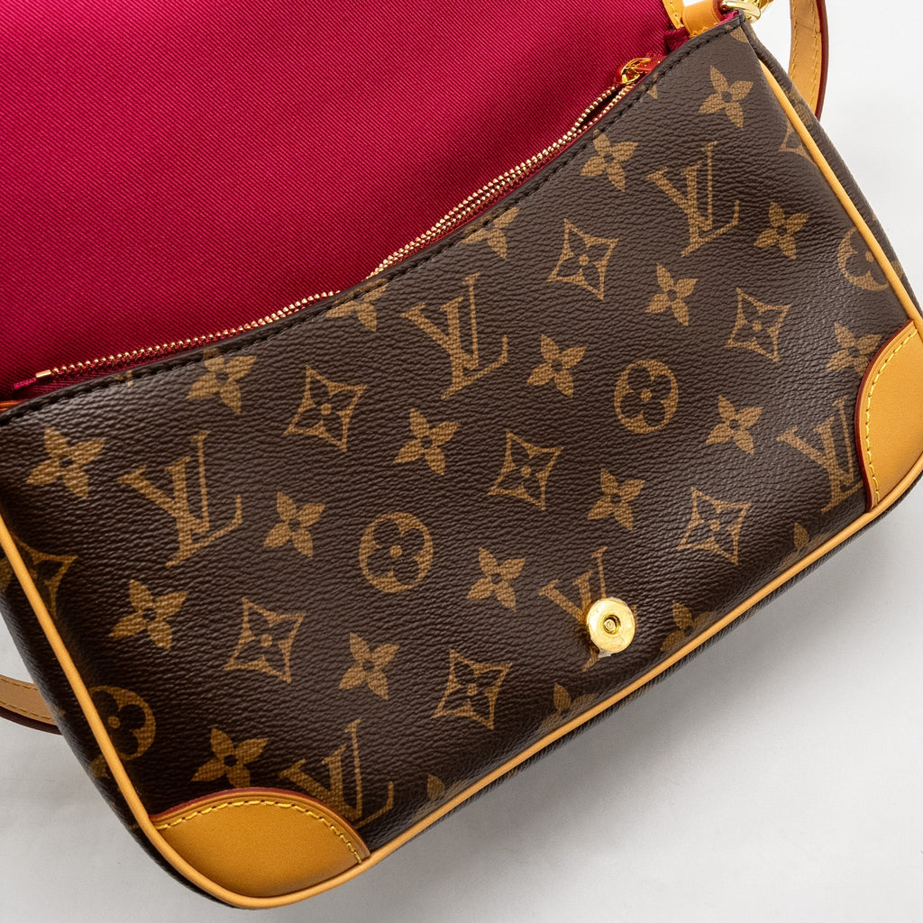LOUIS VUITTON DIANE BAG WITH FUCHSIA STRAP MONOGRAM CANVAS GHW
